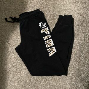 VS PINK Black Leopard Print Jogger Sweats Size: Small